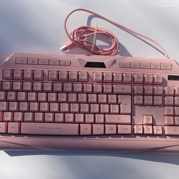 Pink Gaming Keyboard & sades Headset Combo MageGee GK710 Wired Backlight - Picture 2 of 12